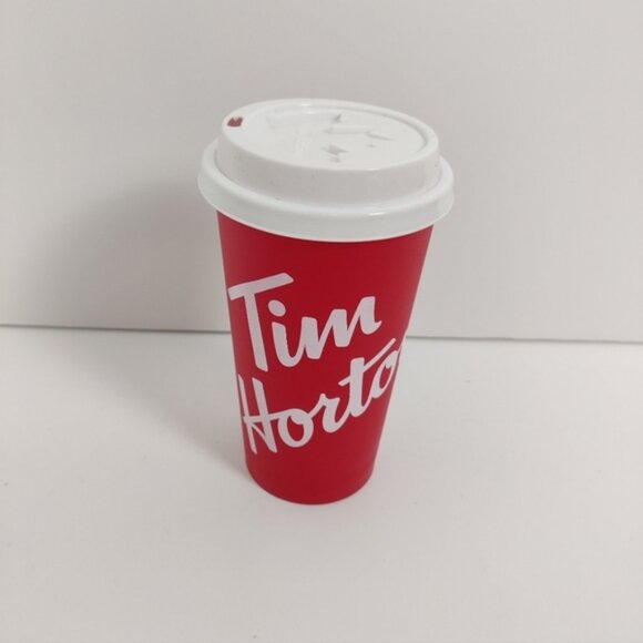 Tim Hortons Tumbler Travel Coffee Mug White Red Canada Flag Maple Leaf - Picture 1 of 7